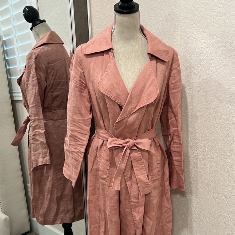100% linen Katharine Malandrino pink coat
